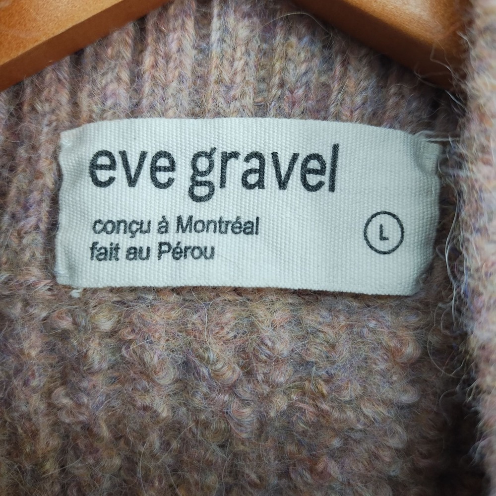 Eve Gravel Sweater Womens L Turtleneck Baby Alpaca Wool Cropped Pink Ribbed Hem - Picture 3 of 9